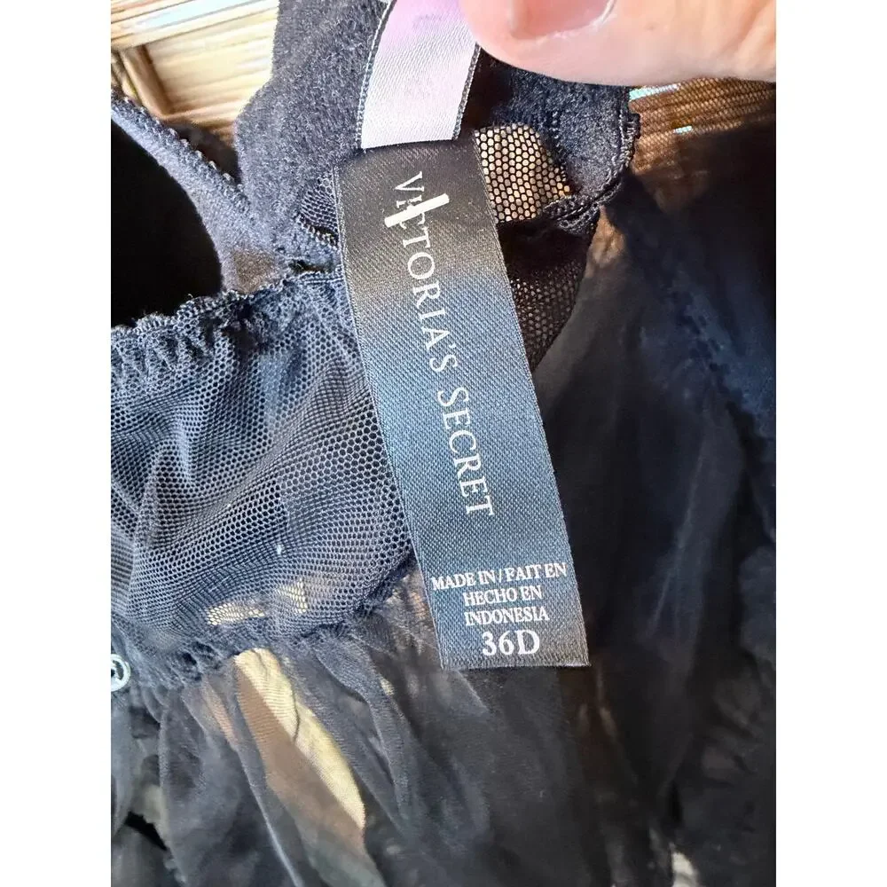 Victoria’s Secret sexy little things black bra lingerie underwire babydoll 36D